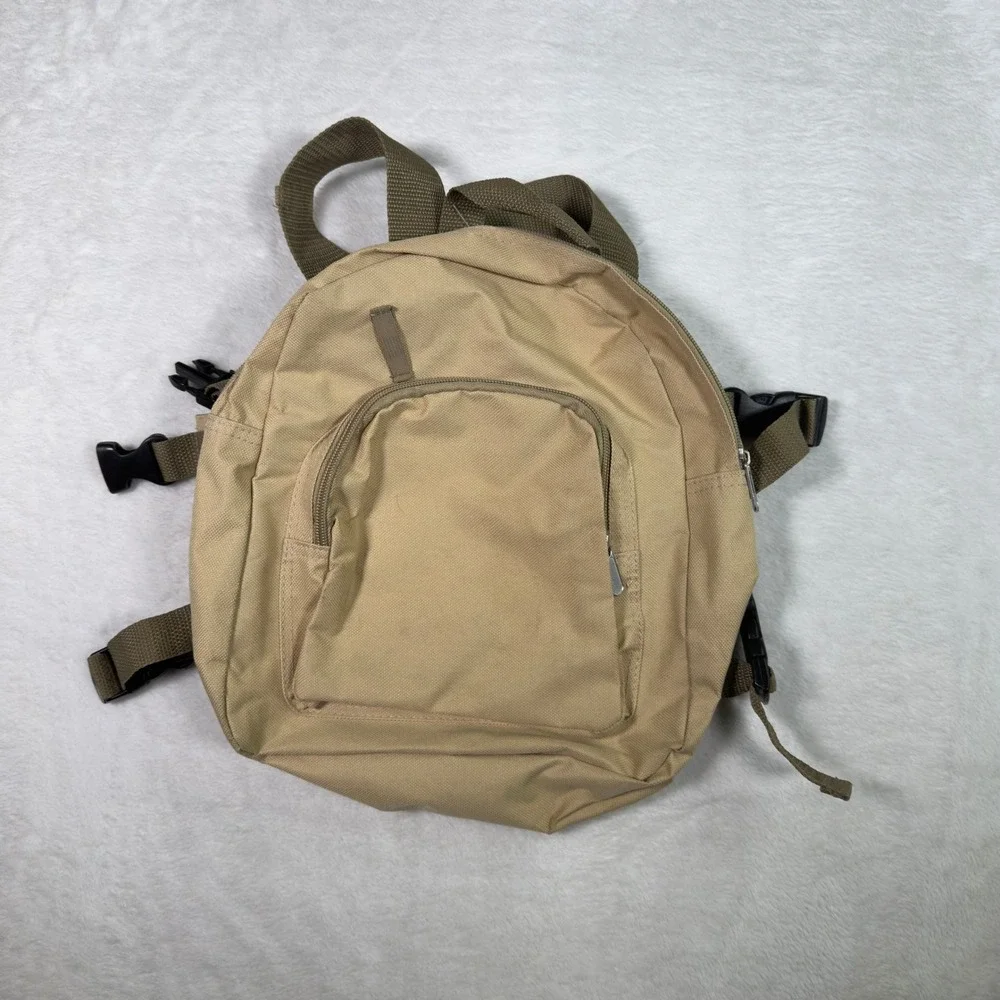 Khaki Tan Tactical Cargo Backpack Mini Small US Flag Patch Kids Adult Casual Bag
